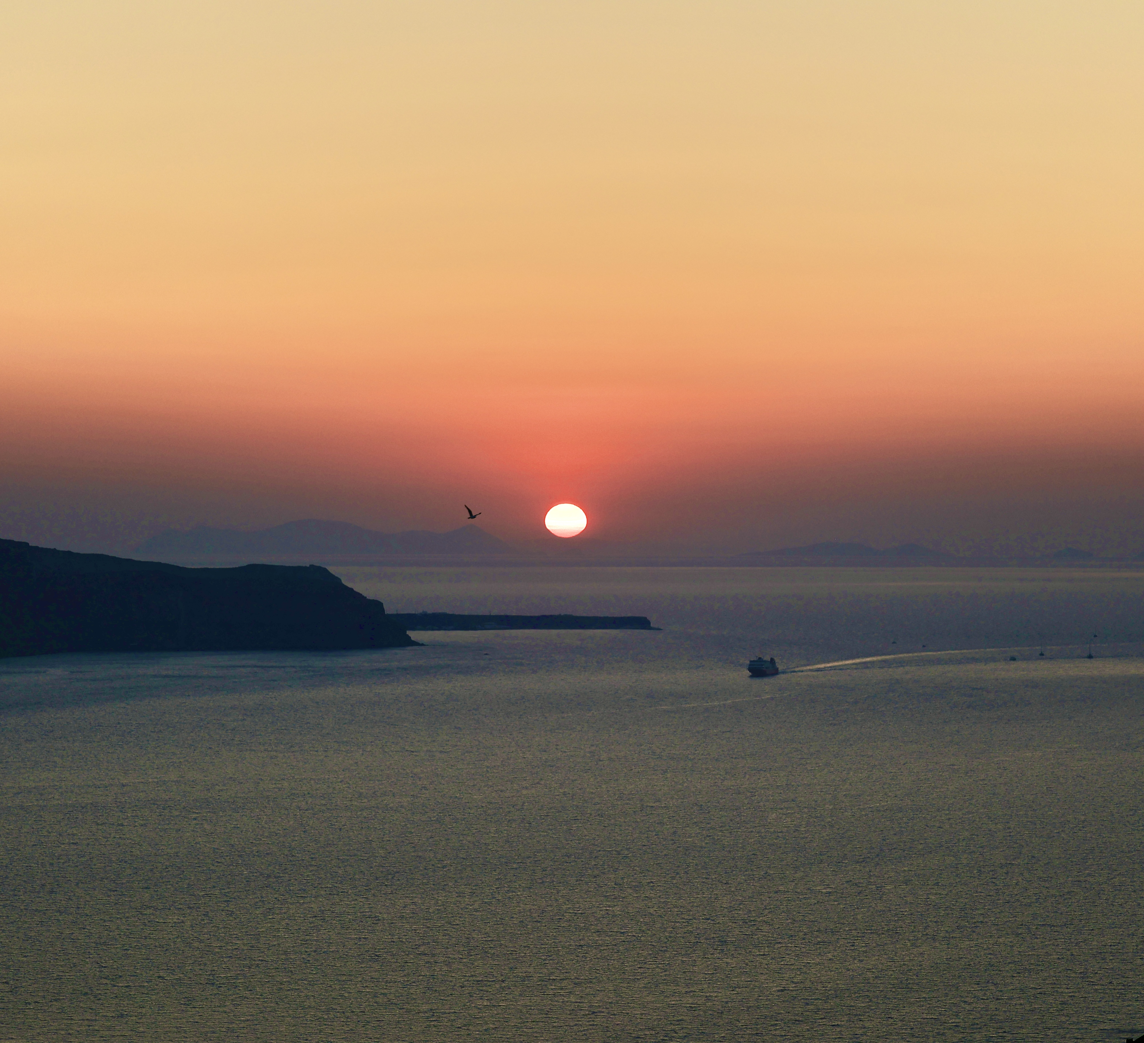 Sunset over Santorini caldera