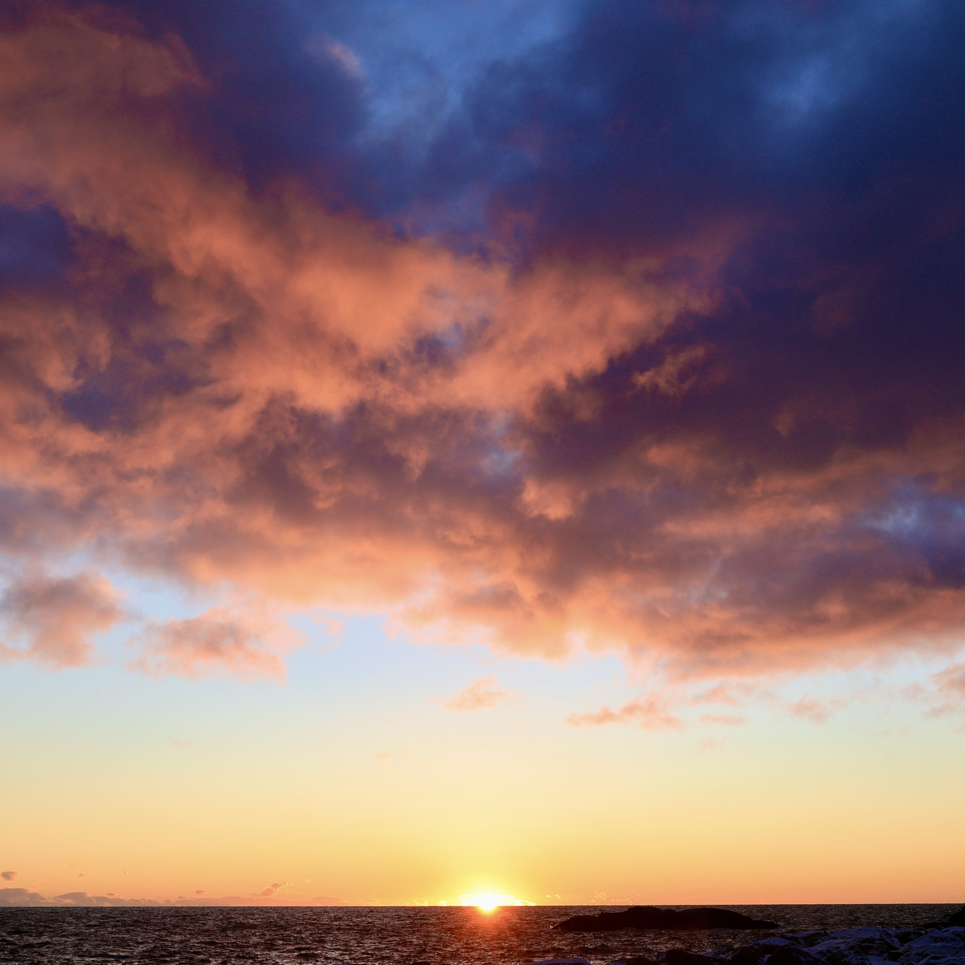 First sunlight after Polar night, Reine